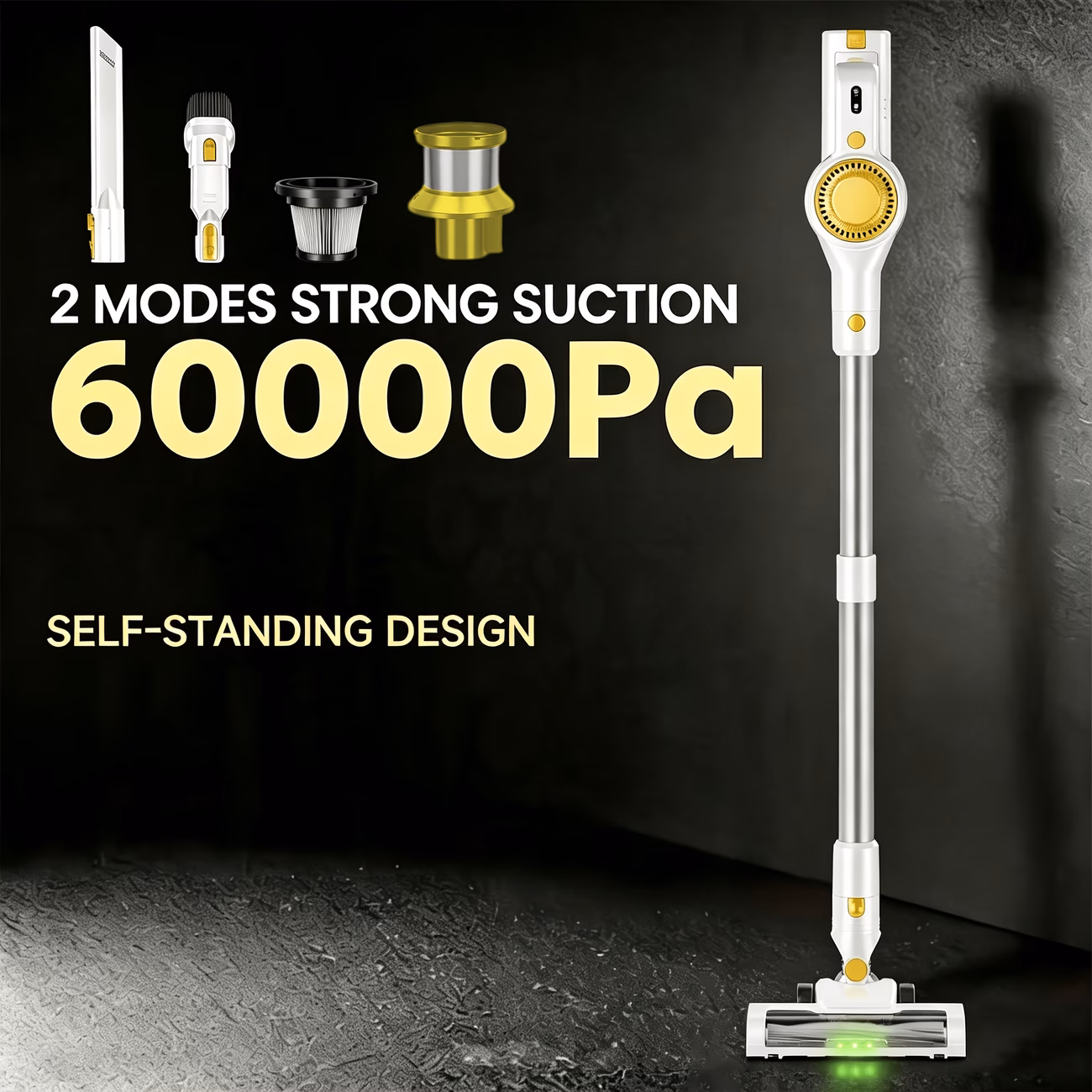 60kpa cordless vacuum cleaner new high suction wireless vacuum 45 min detachable battery anti brush hepa filter led click dust empty lightweight for hair all floor types Product details 0