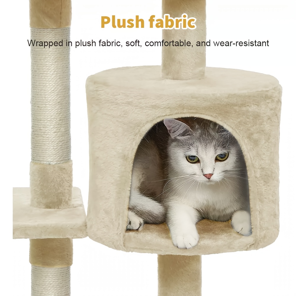 Gentle Care | Deluxe 4-Tier Cat Tree Tower with Cozy Condos & Play Balls - Durable Sisal Rope & Thick Plywood - Beige, 121.92cm Height, Perfect for Indoor Cats, Includes Assembly Instructions