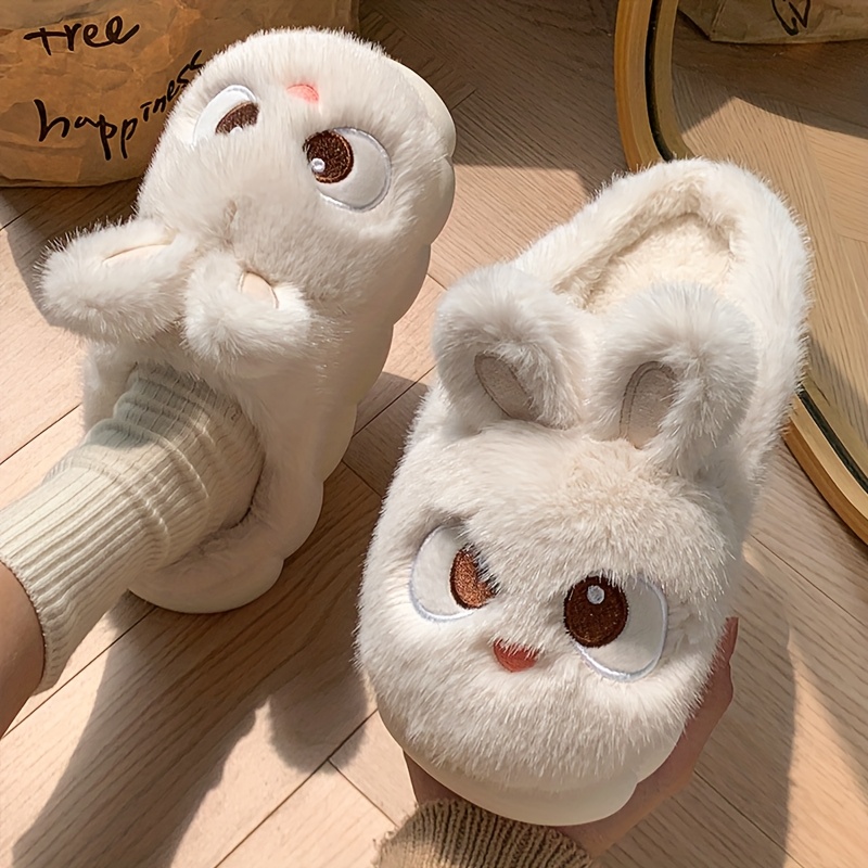 Women's Plush Pink Slippers Cute Ear Booties with Paw Collar, Soft  Warm, Low Heel for /Outdoor Winter Shoes, Cozy Party Casual Wear