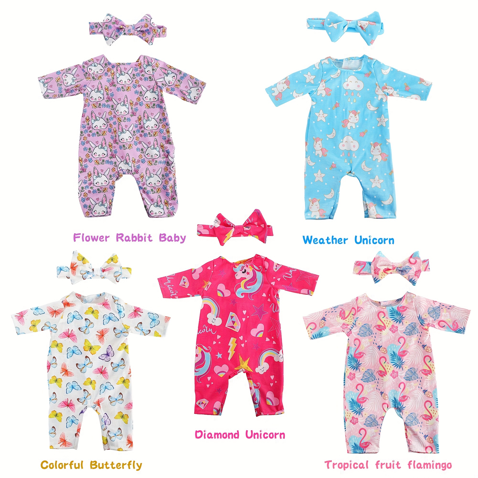 

5 Sets Baby Doll Clothes New Doll Accessories Fit For 14-16 Inch Baby Doll Clothes Dresses Outfits Pjs For 43cm New Dolls (no Doll)