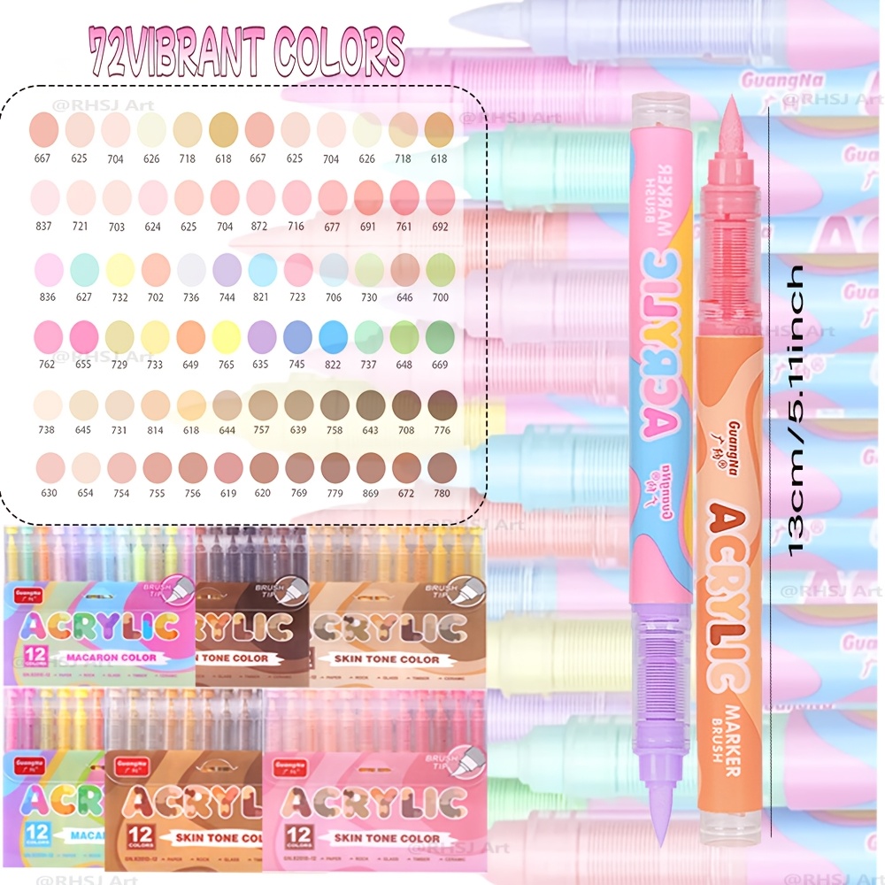 72 Non-bleeding Acrylic Markers For Paper, Wood, And Stone - Perfect For Everything -drawn Illustrations To Diy Crafts, Perfect For Professional Art, Holiday Gifts