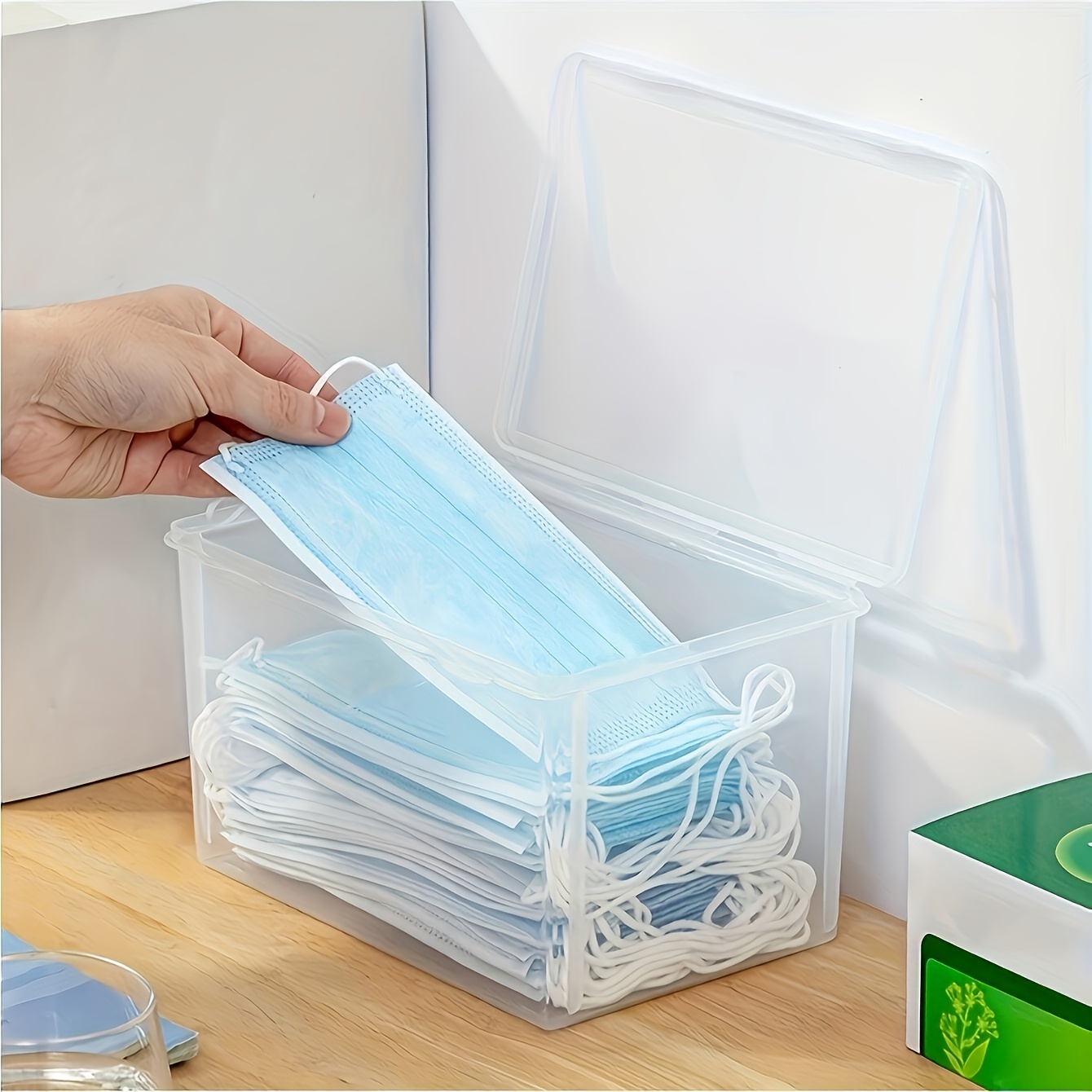 1pc of large capacity transparent plastic storage box desktop storage organizer rectangular   design multi purpose for home office and school desktop folders stackable design suitable for use in offices schools and homes Product details 0