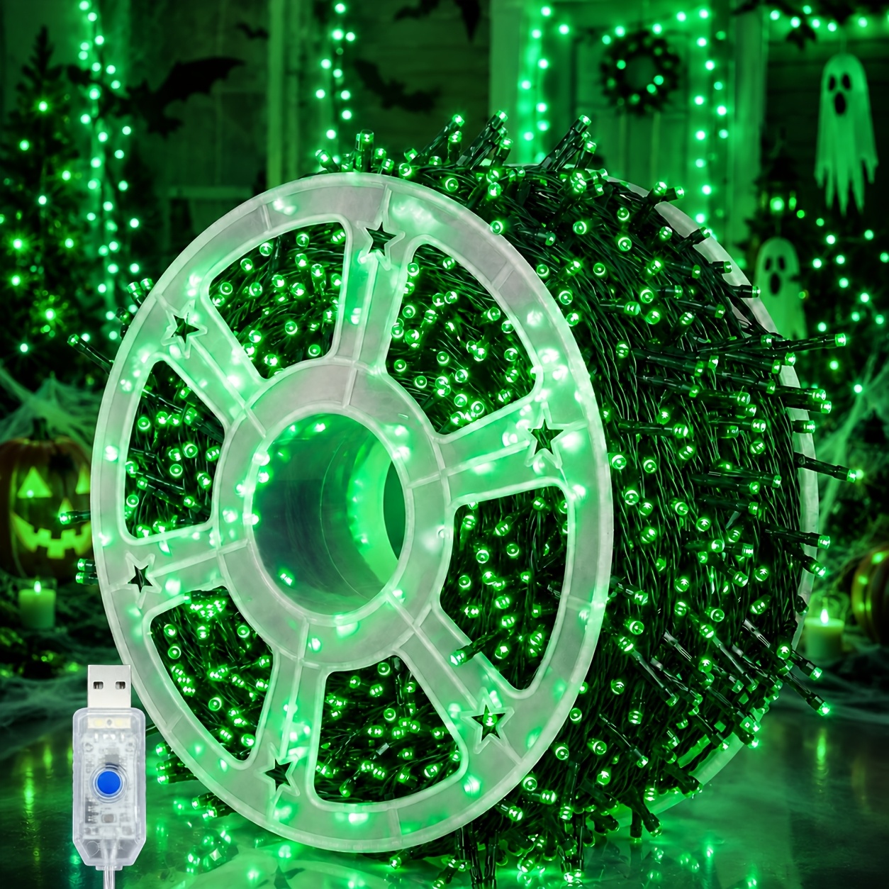 TEMU Halloween Outdoor String Lights, 420/340/280/200led Fairy String Lights, 8 Modes, Usb Powered Twinkling Lights, Festive Ambiance Light, Indoor
