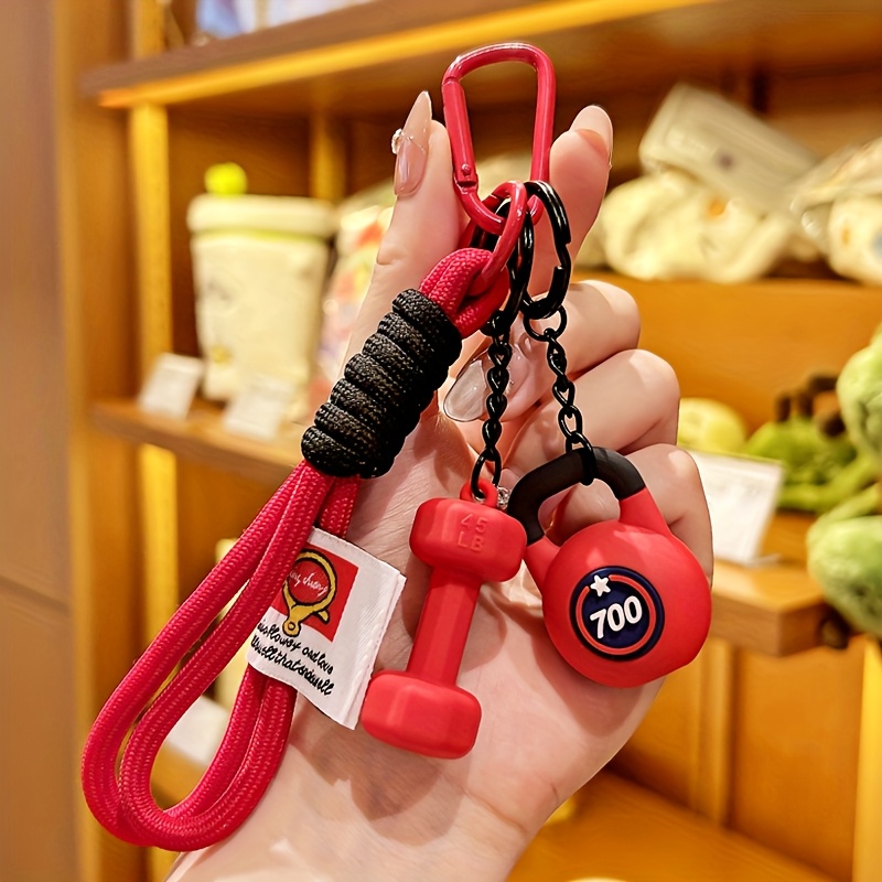 TEMU Hand-woven Fitness Keychain Weight Mini Dumbbell Key Chain Diy Nylon Rope Pendant