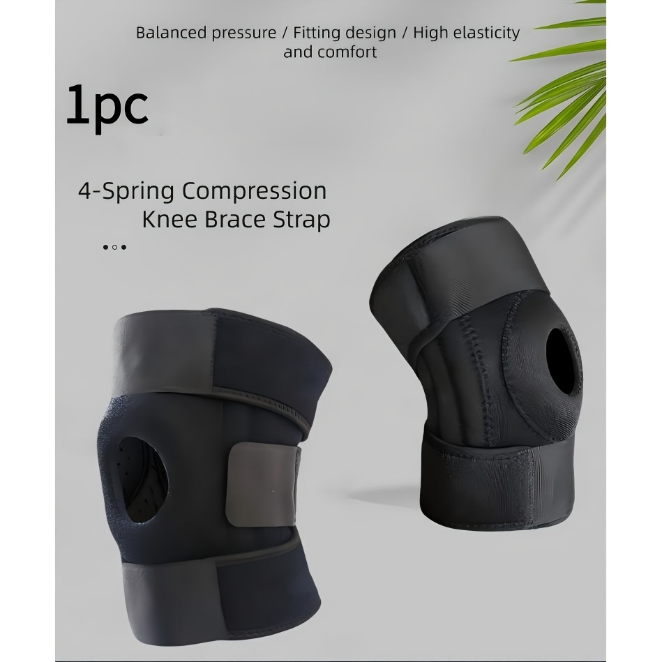 TEMU 1high-elastic, Breathable Mercerized Fabric Knee With 4-spring - Shock-absorbing And Cushioning, Unisex, Great For Basketball, Running, Hiking,
