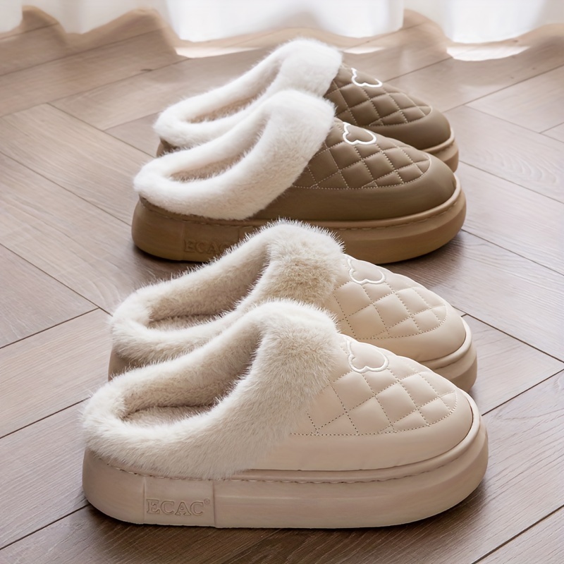 

Quilted Fluffy Slippers And - & Comfortable - For - Eva , Pu , - Footwear For /