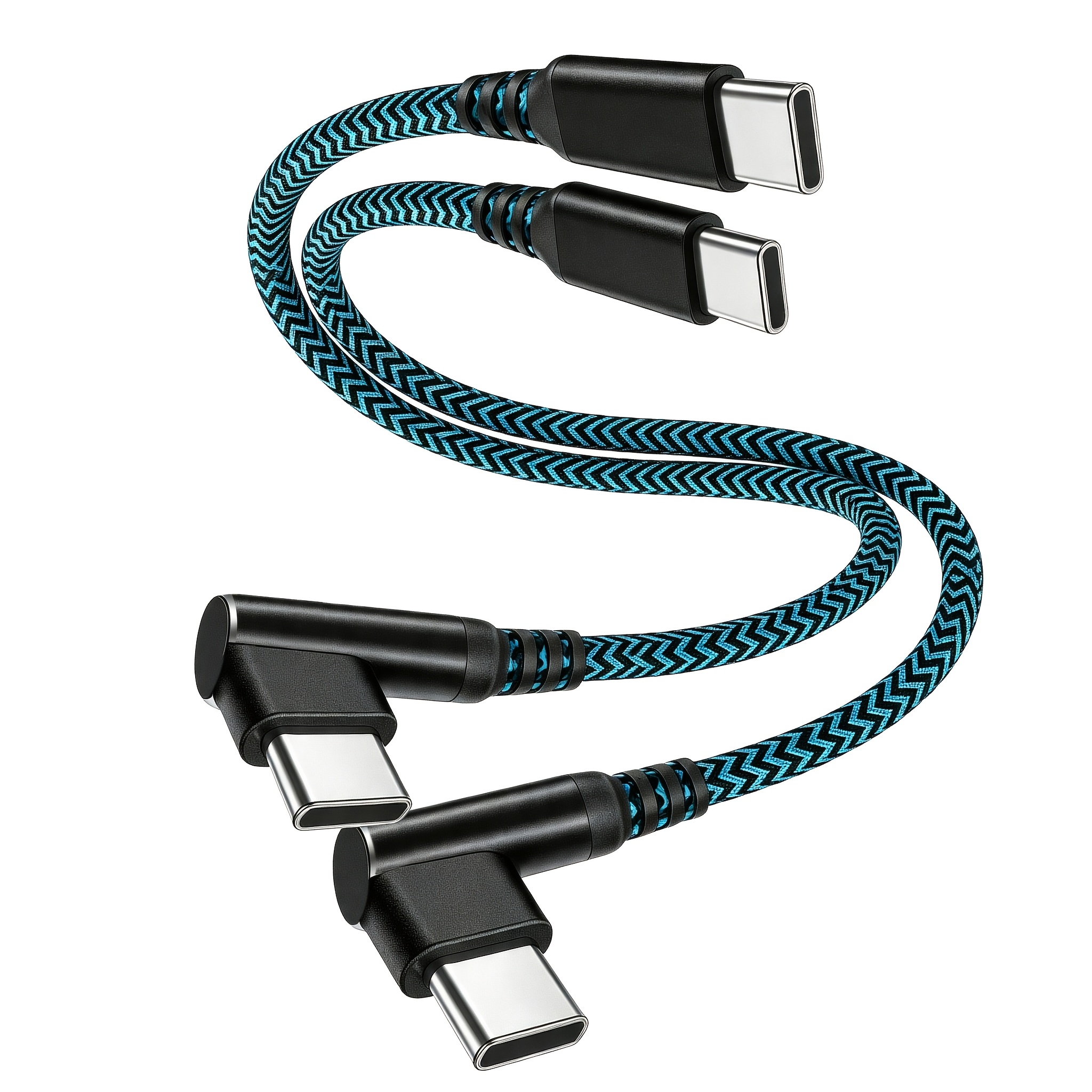 TEMU 2pcs Short Straight Elbow Type-c To Type-c Data Cable, 30cm/1ft/11.8inch, Portable Dual Type-c Charging Cable, Suitable For Iphone 17/16pro Max,