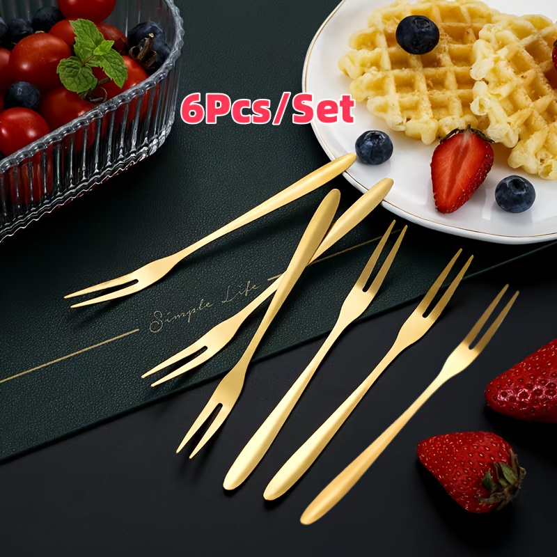 

6-piece Stainless Steel Dessert Forks - Elegant Design For Appetizers, Cheese, Fruits, Salad, - , Restaurant-grade Kitchen Utensils