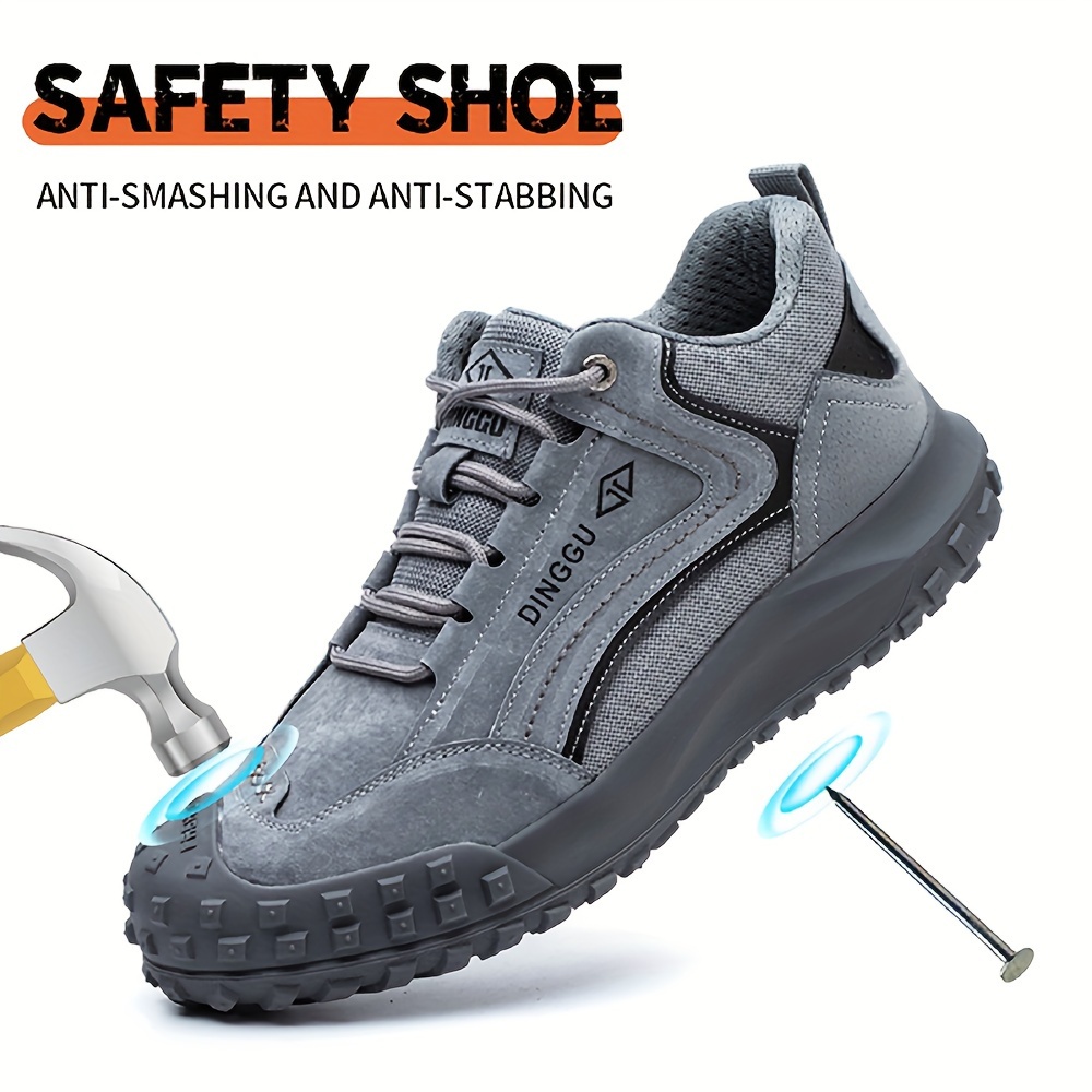 zapatos de seguridad   para hombres con puntera de acero a prueba de pinchazos anti   antideslizantes y con absorci n de   ideales para   y la construcci n zapatillas de   transpirables con puntera de acero y cordones para hombres 38 pizarra   11