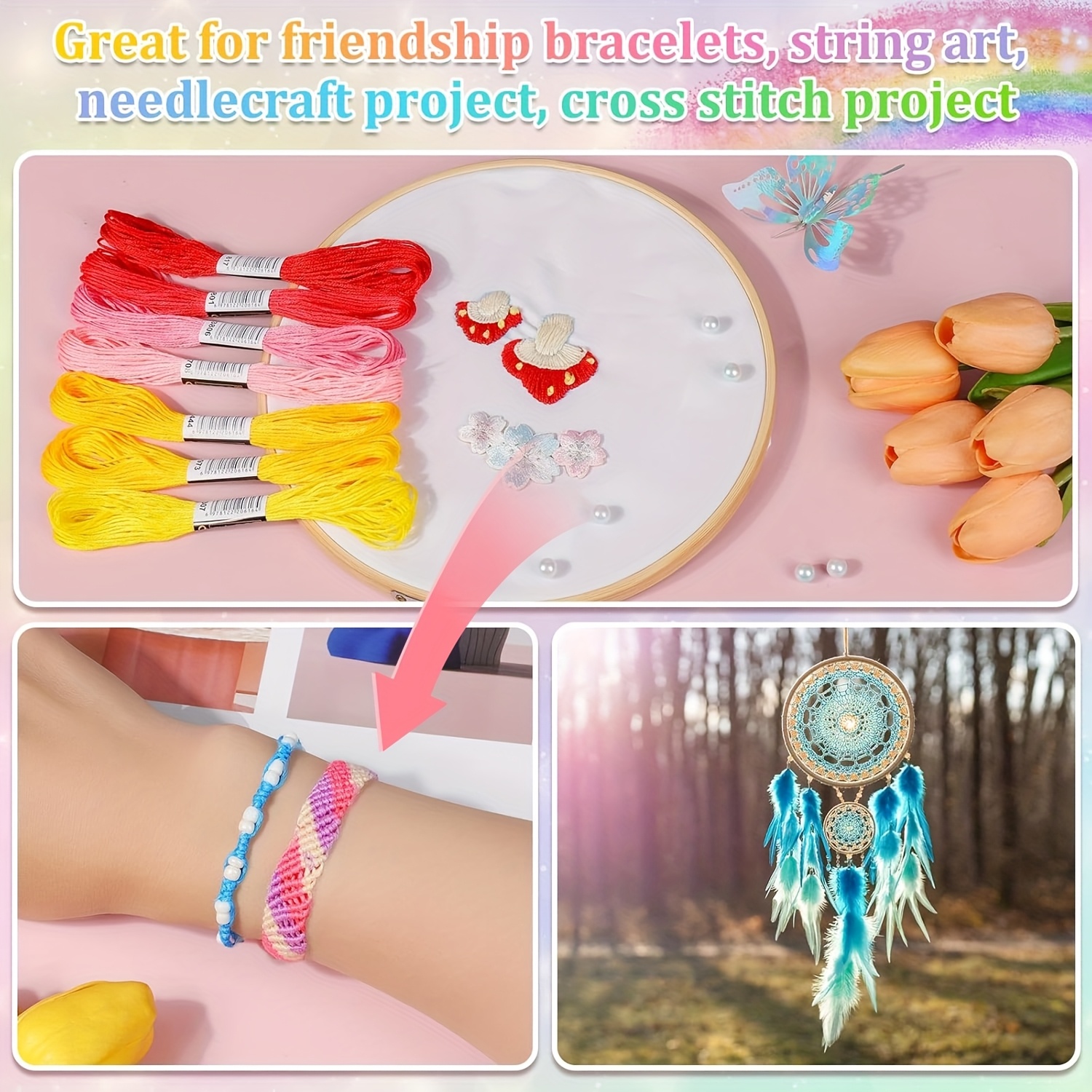74/224pcs Polyester Embroidery Thread Set with Winding Cards
