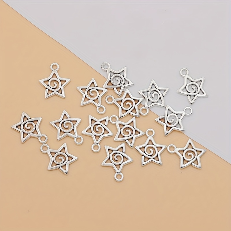 Image of 15pcs Hollow Vortex Star Charm Alloy Vortex Star Ancient Silvery Tibetan Silvery Making Bracelet Earrings Necklace Vortex Star Pendant Handmade