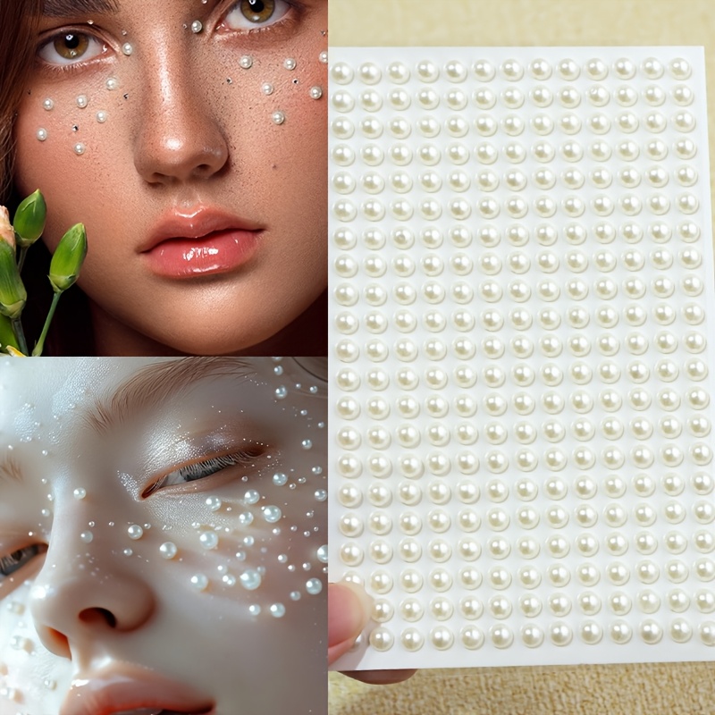 

273 Self-adhesive 6mm Artificial Pearl Stickers For Face, Suitable For Hair, Face, Makeup, Nails, And Diy Crafts.