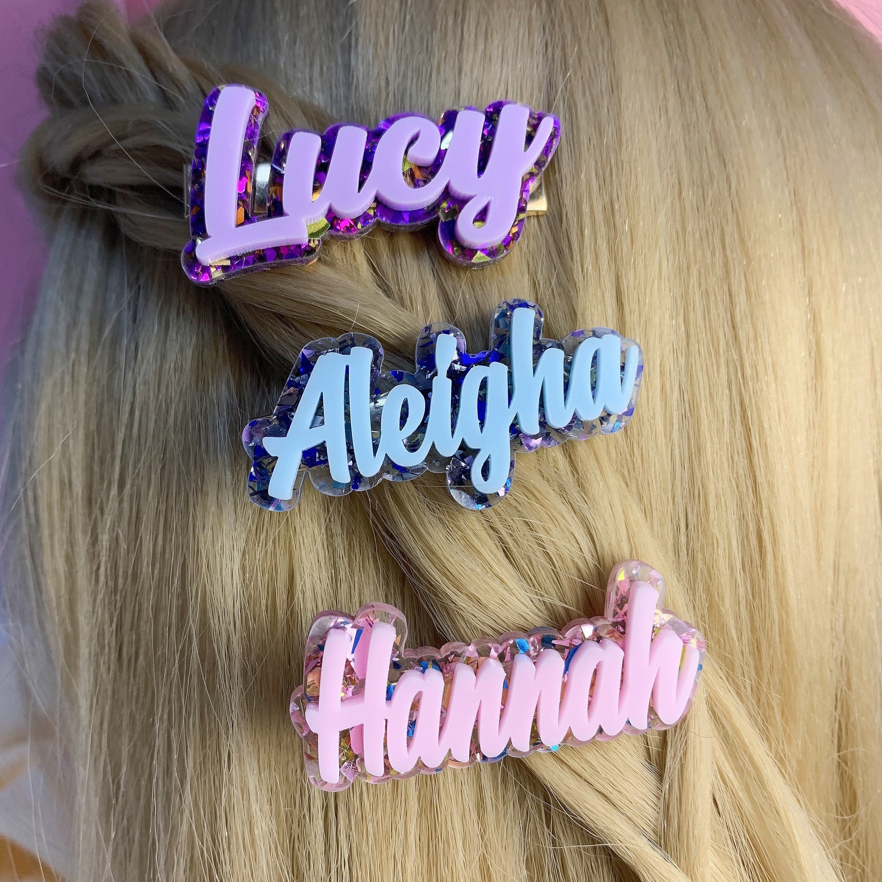 

1pc Customized Acrylic Clip Personalized Name Clip Hair Accessory Diy Letter Gift Hair Clip Back-to-school Clip Great Gift For