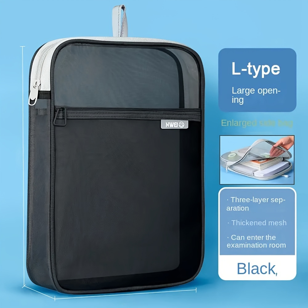 TEMU Versatile L-shaped Zipper - , Portable Document & Test Organizer For And Use