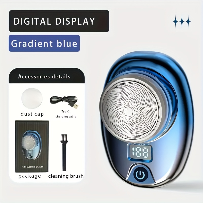 TEMU Mini Electric Shaver, Digital Display Screen And Multifunctional, Men's Mini Electric Rotary Shaver, Usb Charging, Built-in Battery, Portable