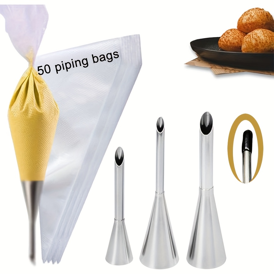 Image of 53pcs Cake Decorating Kit, Including 50 Thickened 12-inch Piping Bags, 3 Different-capacity Piping Nozzles With Protective Covers, And Other Piping Tools. Suitable For Home Baking And Diy Frosting