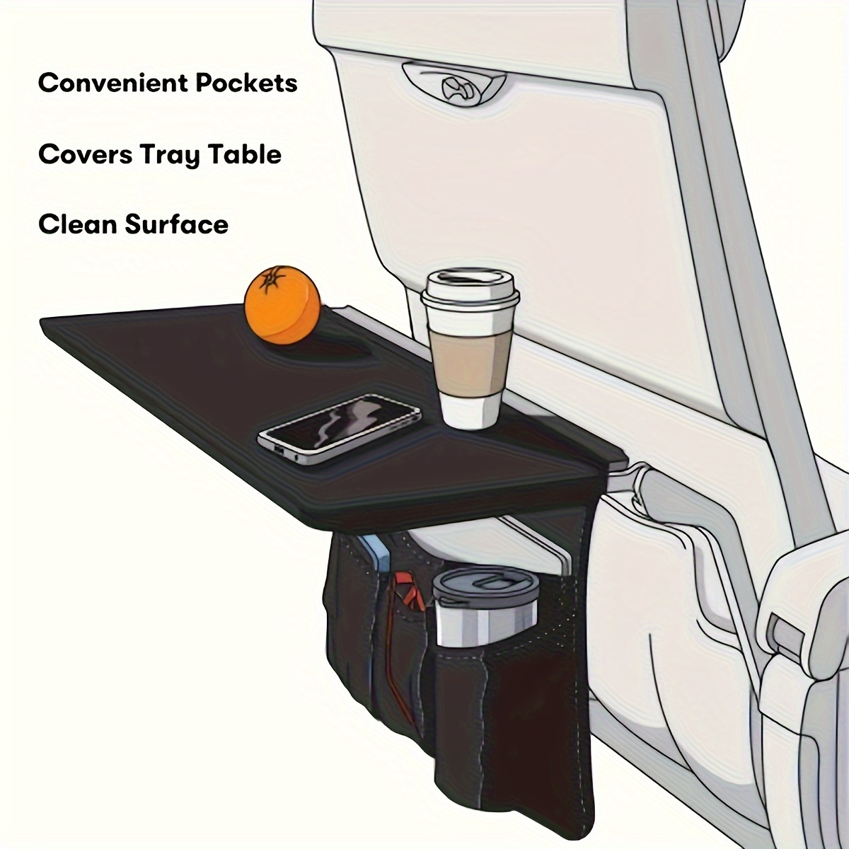 Image of Dark Gray Large Size - Rail Bag Airplane Meal Bag Tabletop Storage Bag 1pc