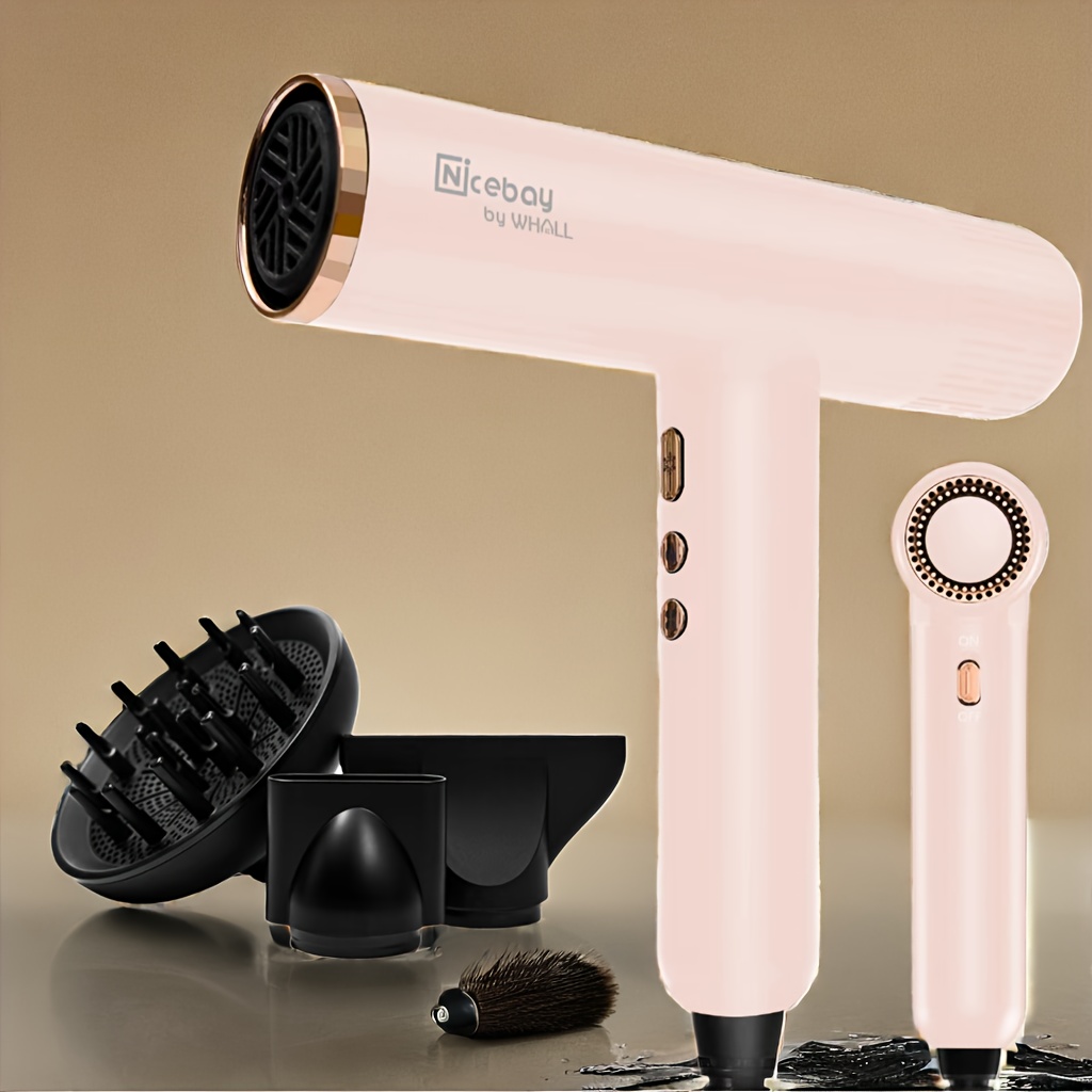 

® Ionic Hair Dryer, Professional Blow Dryer With 3 Attachments, 110000rpm High-speed Brushless Motor For Fast Drying, Low Noise, Lightweight, 1600w Hairdryer With Diffuser