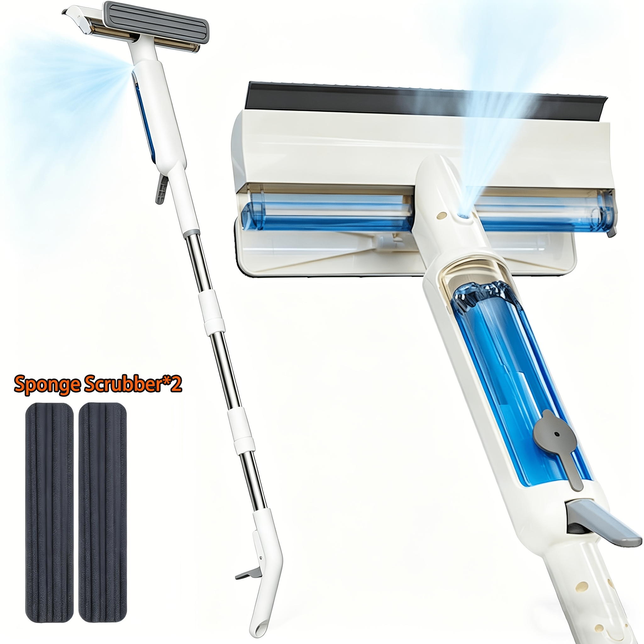 TEMU Window Cleaning Tool Kit With Waste Water Recovery Function, Glass Cleaning Set, Window Cleaning Equipment Suitable For Indoor And Outdoor Windows And , With 2 Replacement Sponge Heads