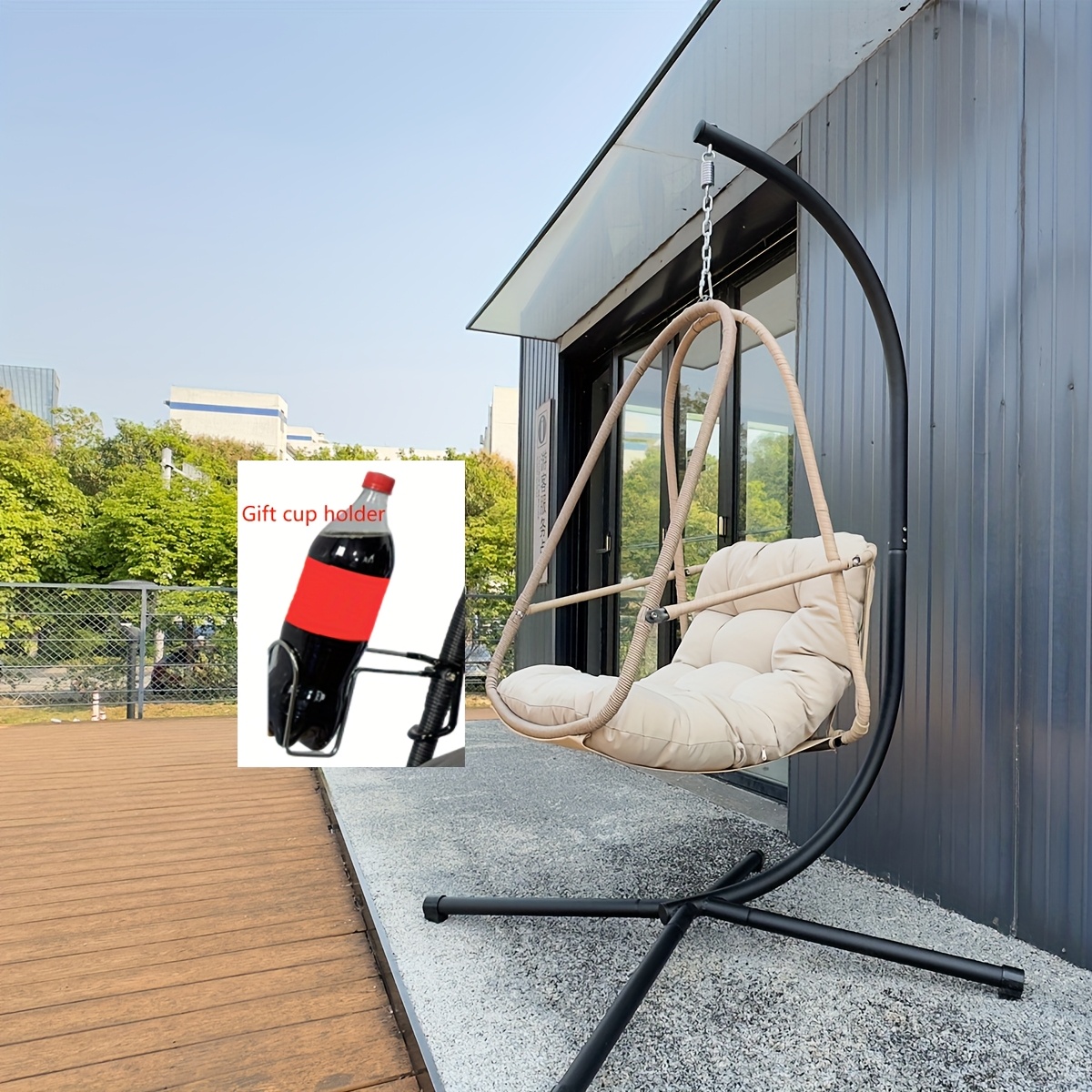 hanging egg chair with cup holder