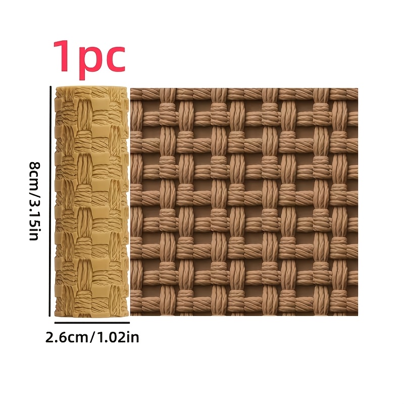 TEMU 1pc Coarse Woven Texture Embossing Polymer Clay Texture Roller - Coarse Woven Texture Embossing Tool, Suitable For Mother's Day, Spring, And