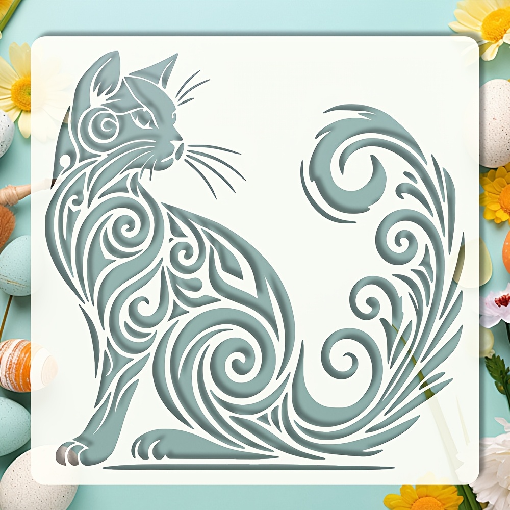 TEMU 1pc Cat Template, Inches (15.2 X 15.2 Cm) Cat Scene Display, Featuring Classic Elegant Cat Patterns, Presenting Artistic Narrative Of Decorative