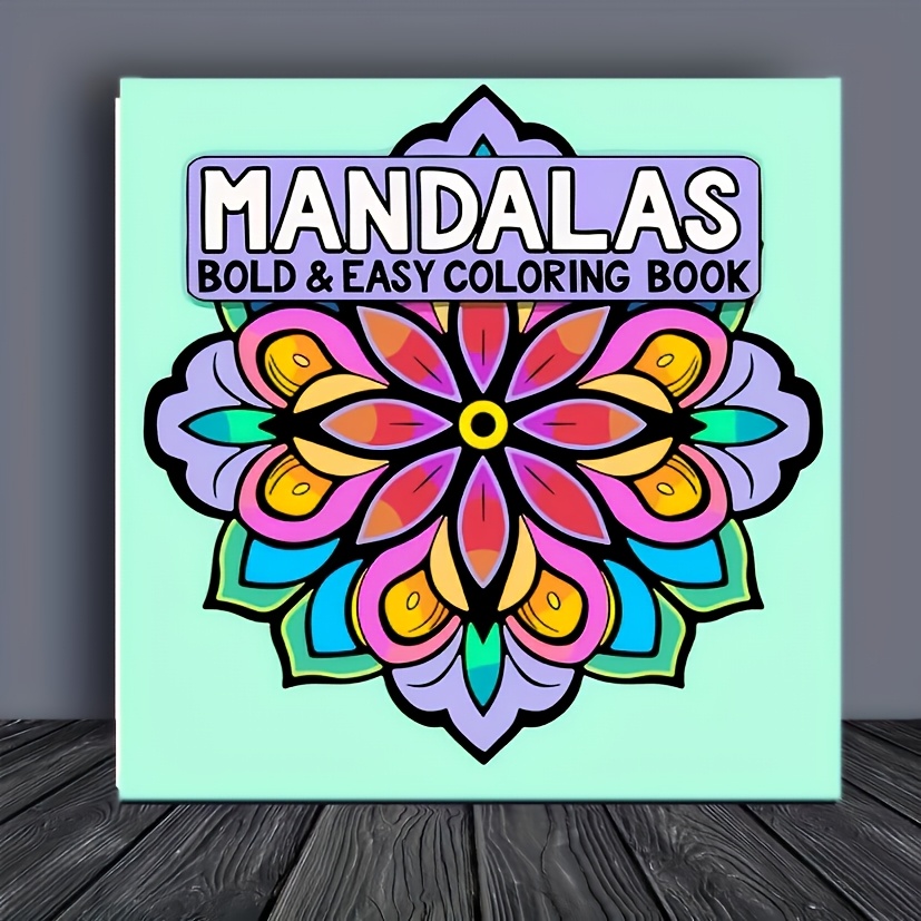 TEMU 2026 Original Upgraded Thick Paper Coloring Book, Total 24 Pages, Adult Mandala Theme. Size Is 7.9x7.9 Inches, Very Suitable For Adults And