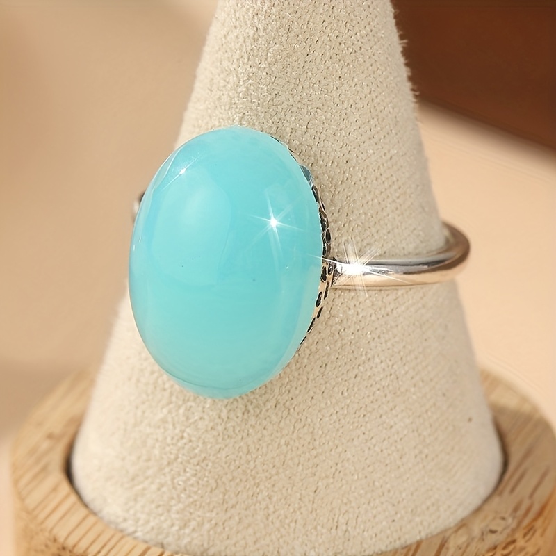 טבעת אבן אליפטית גדולה ואלגנטית בהשראת וינטג' - מושלמת עבודת יד, יום עם חושת חי שיב, יום עם חושת חיקוסין יומיומי, טבעת ללבישה יומיומית | עיצוב אלגנטי | צלחת נחושת