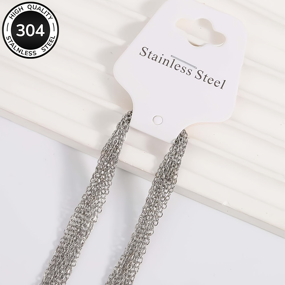 TEMU 10pcs Set - 304 Stainless Steel Necklace Chain - Cross Chain - Chain With Lobster Clasp - Simple - Durable - Classic Fashion - Lightweight -