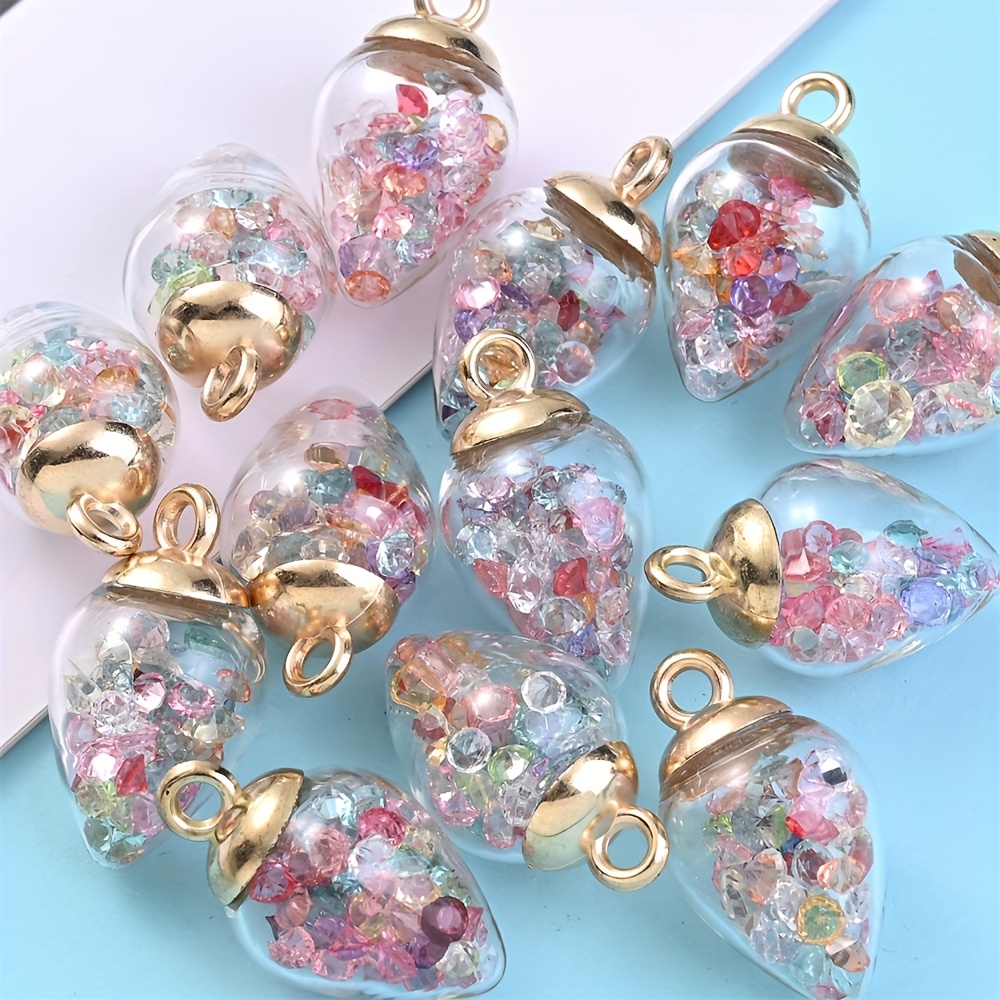 E-shop 10 Stück 14×25 mm Zufällige Farbe Wassertröpfchen Glas Charms für Armbänder Halsketten Handy Anhänger Schlüsselanhänger und Home Schlafzimmer