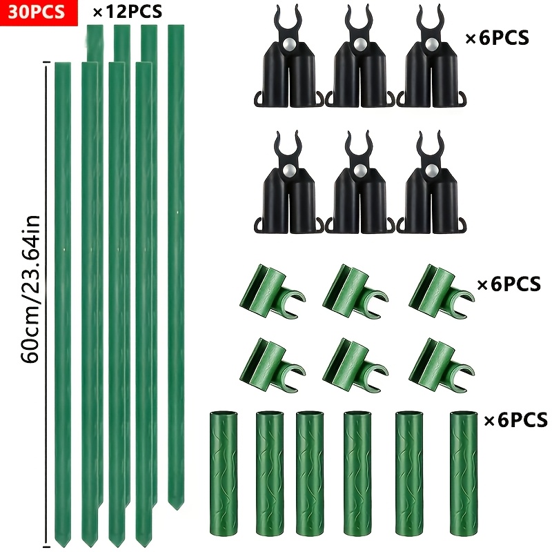 TEMU 30pcs Set, Outdoor Patio Grape Support Trellis, Cucumber Tomato Grape Stake Poles, Support Frame, Durable Plant Support Green Garden Trellis, 12