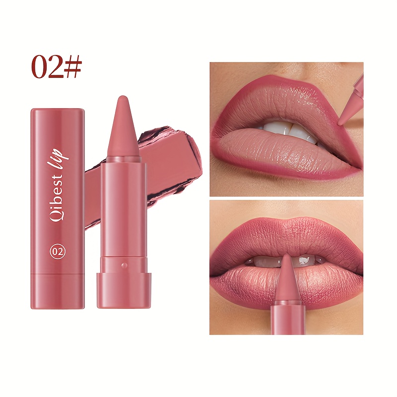 1pc 2-in-1 Matte Lip Liner And Lipstick - Waterproof, Sweatproof, And Smooth Application Suitable For Types