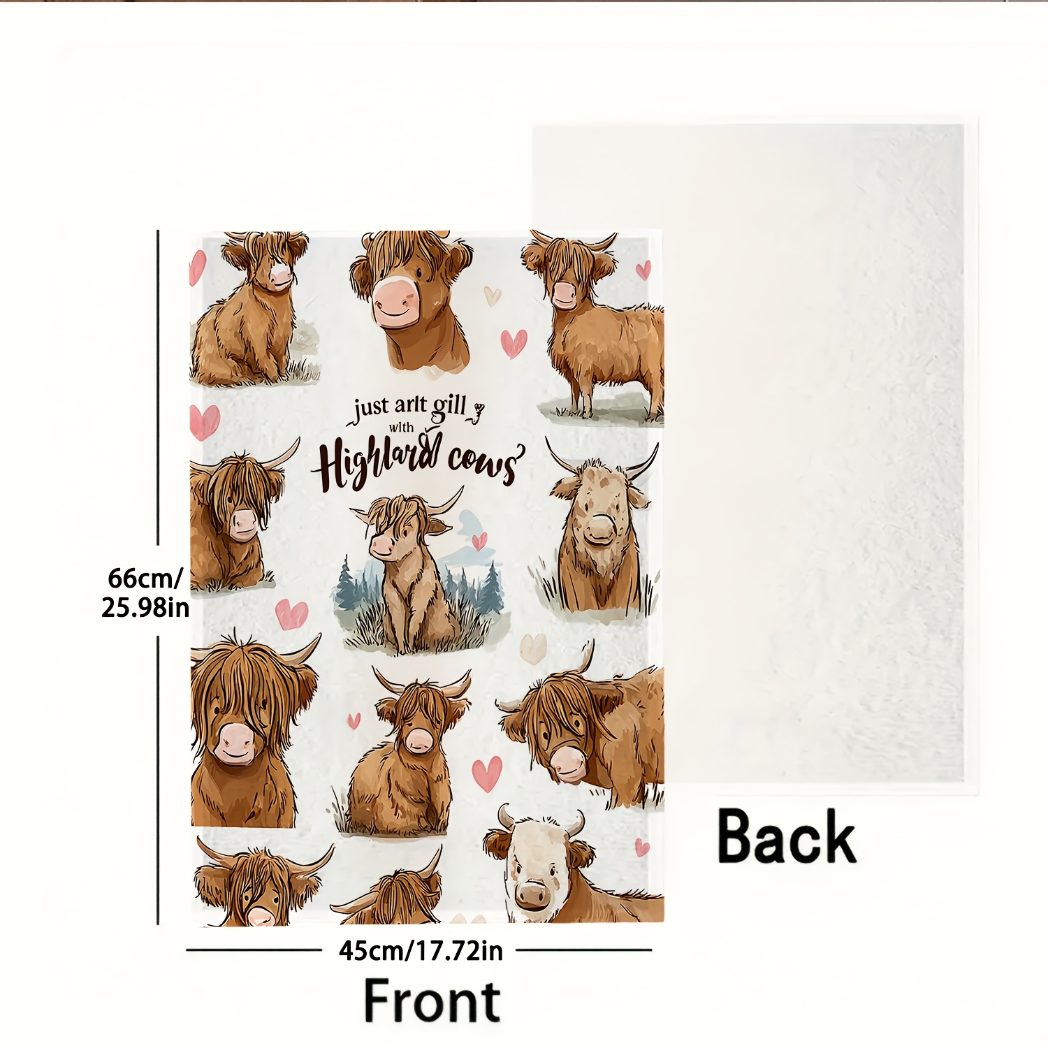TEMU 1pc, 2pcs Hand Towel - Hand-painted Highland Cow Pattern - Soft Material, Absorbent Towel, Material, Minimalist Style, Suitable For