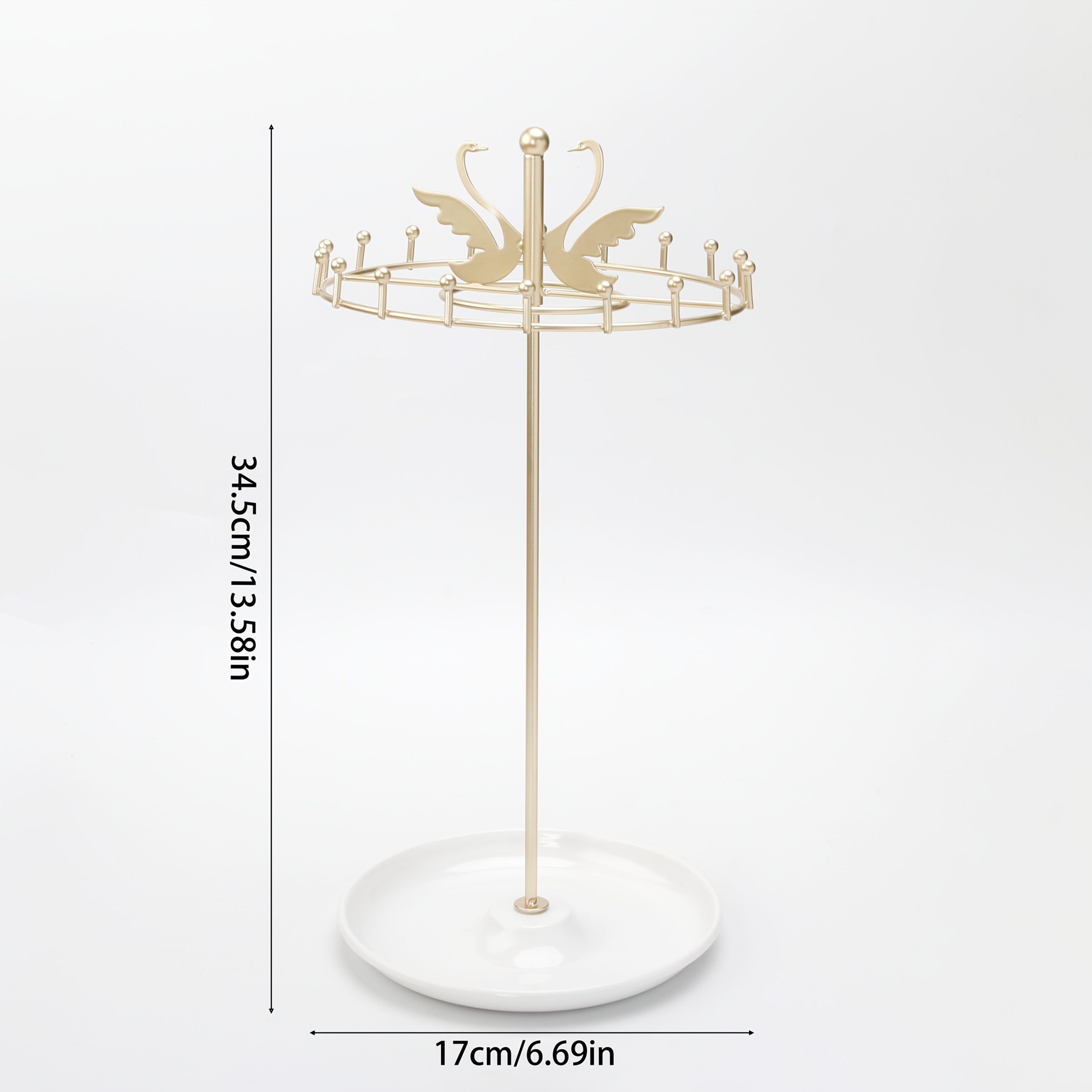 TEMU Présentoir à bijoux de luxe avec motif cygne doré - Idéal pour boucles d'oreilles, bagues, , décoration intérieure pour femmes, cadeaux souvenir