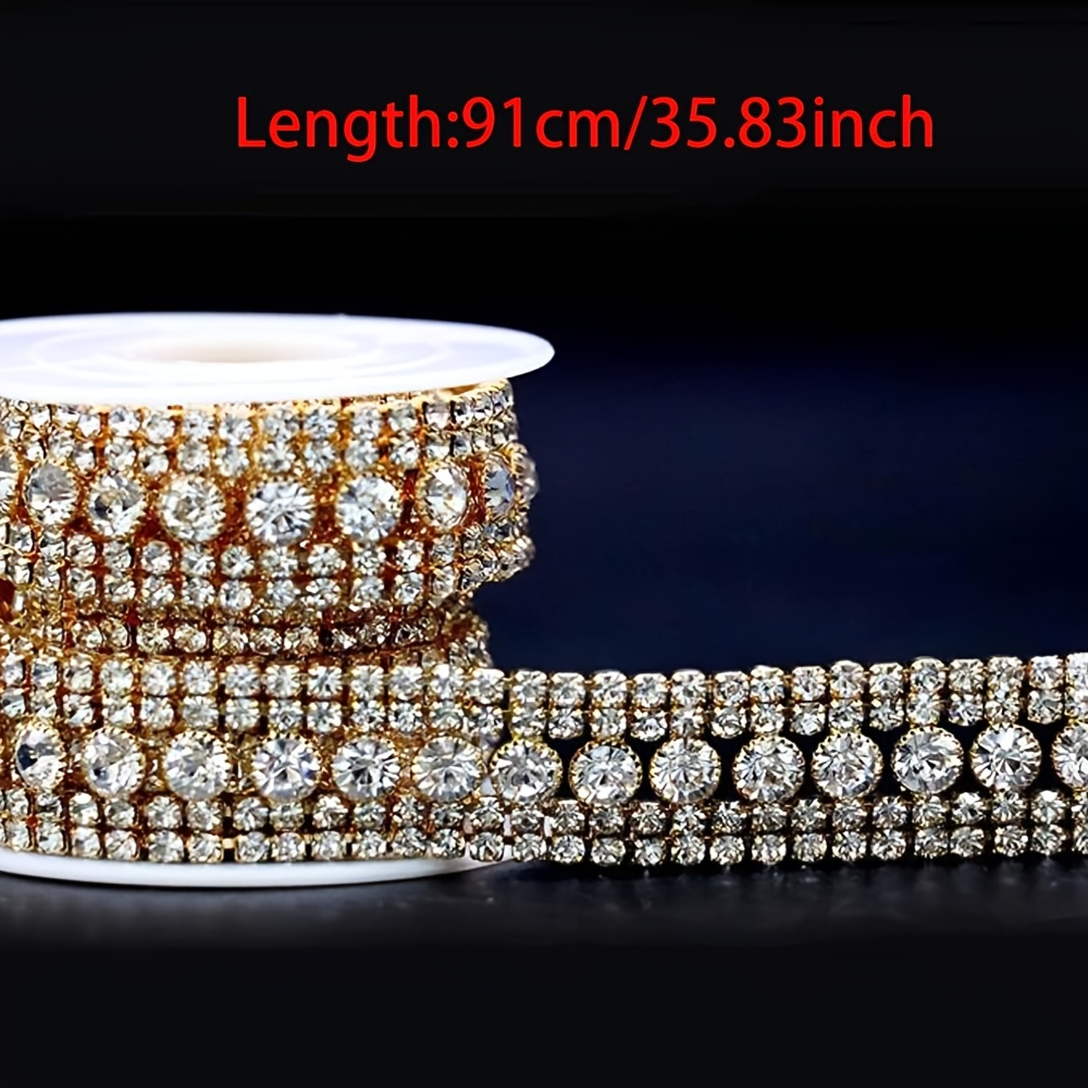 E-shop 50cm/91cm Quasten-Strass-Fransenbesatz, Kristall-Schließkett-Applikation für DIY-Dekoration, Nähhandwerk, Hochzeit, Brautparty,