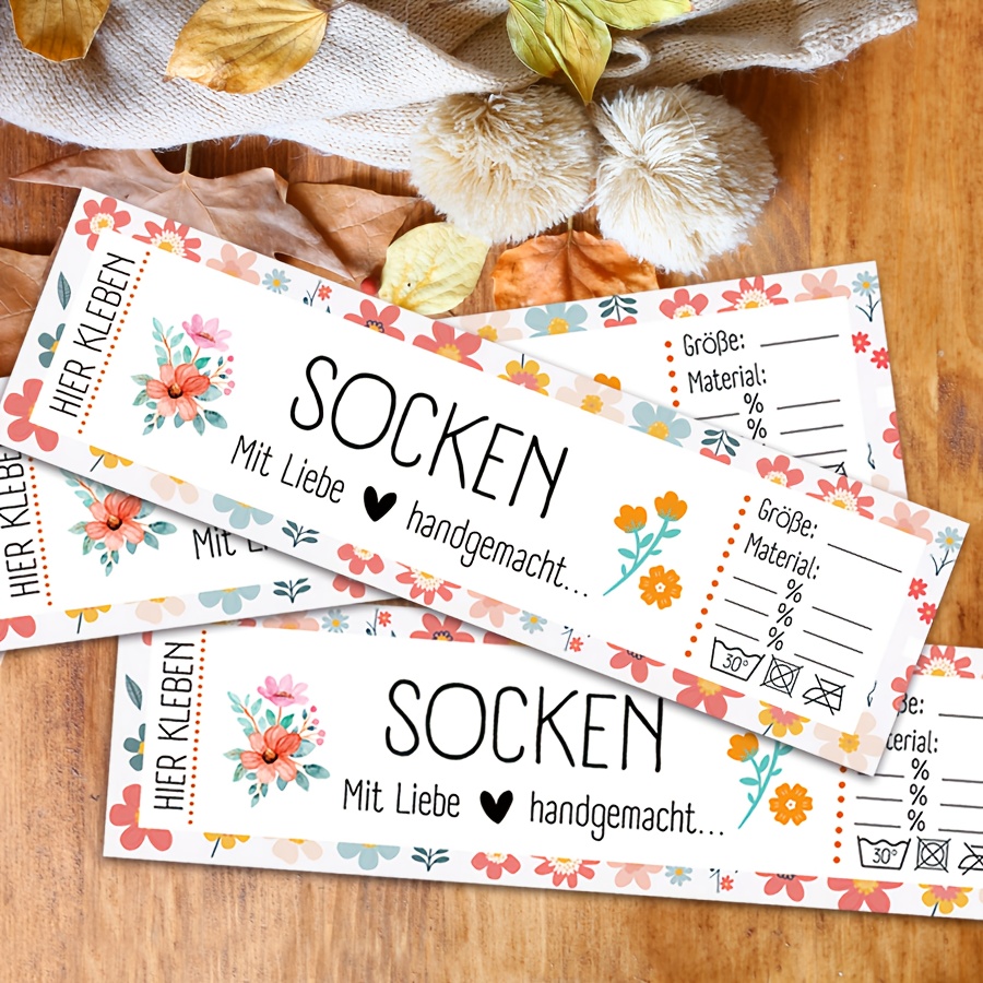 12pcs German Language Sock Seal Labels - Packaging Cards For Stockings, Tags