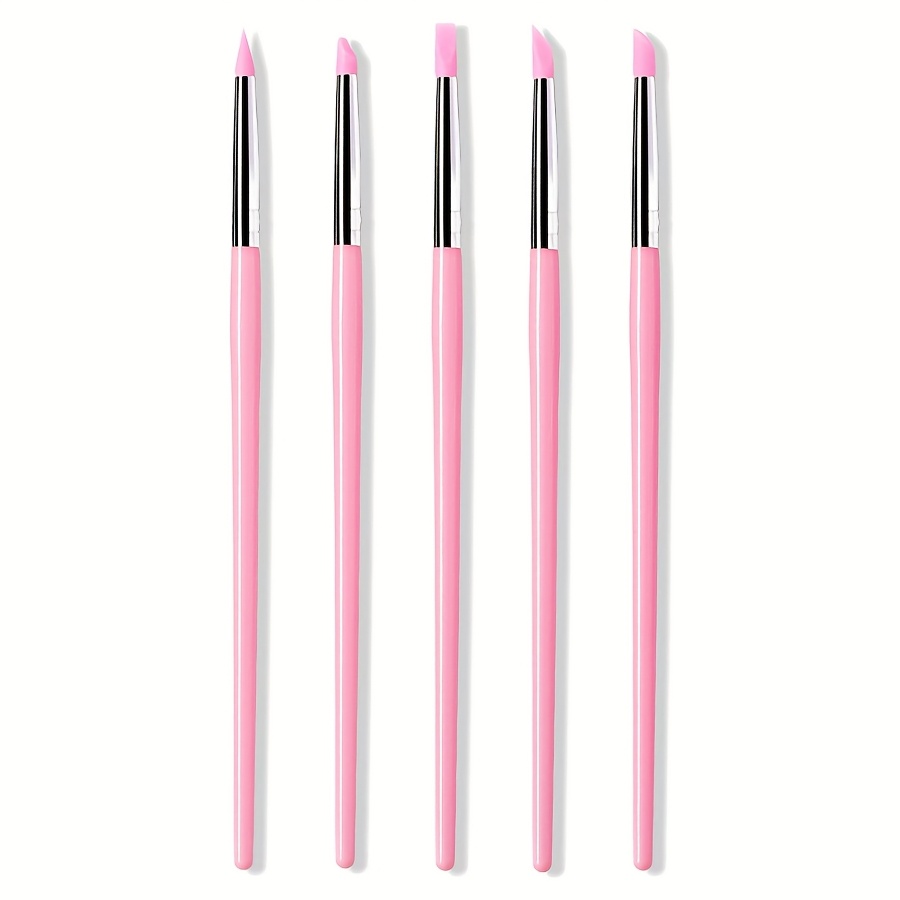 TEMU 5pcs Silicone Nail Brush Set - , Unscented, Ideal For Gel Shaping & Carving, Nail Art Sculpture Pens, Nail Art Supplies | Artistic Nail Brushes | Durable Brushes