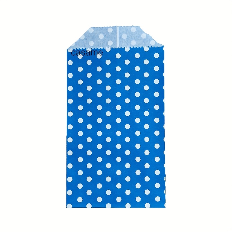TEMU 50pcs 8x15cm Colored Paper Bags With White Polka Dot Pattern – Small Gift Bags For Weddings, Parties, Events, And Retail – Decorative Paper Bags