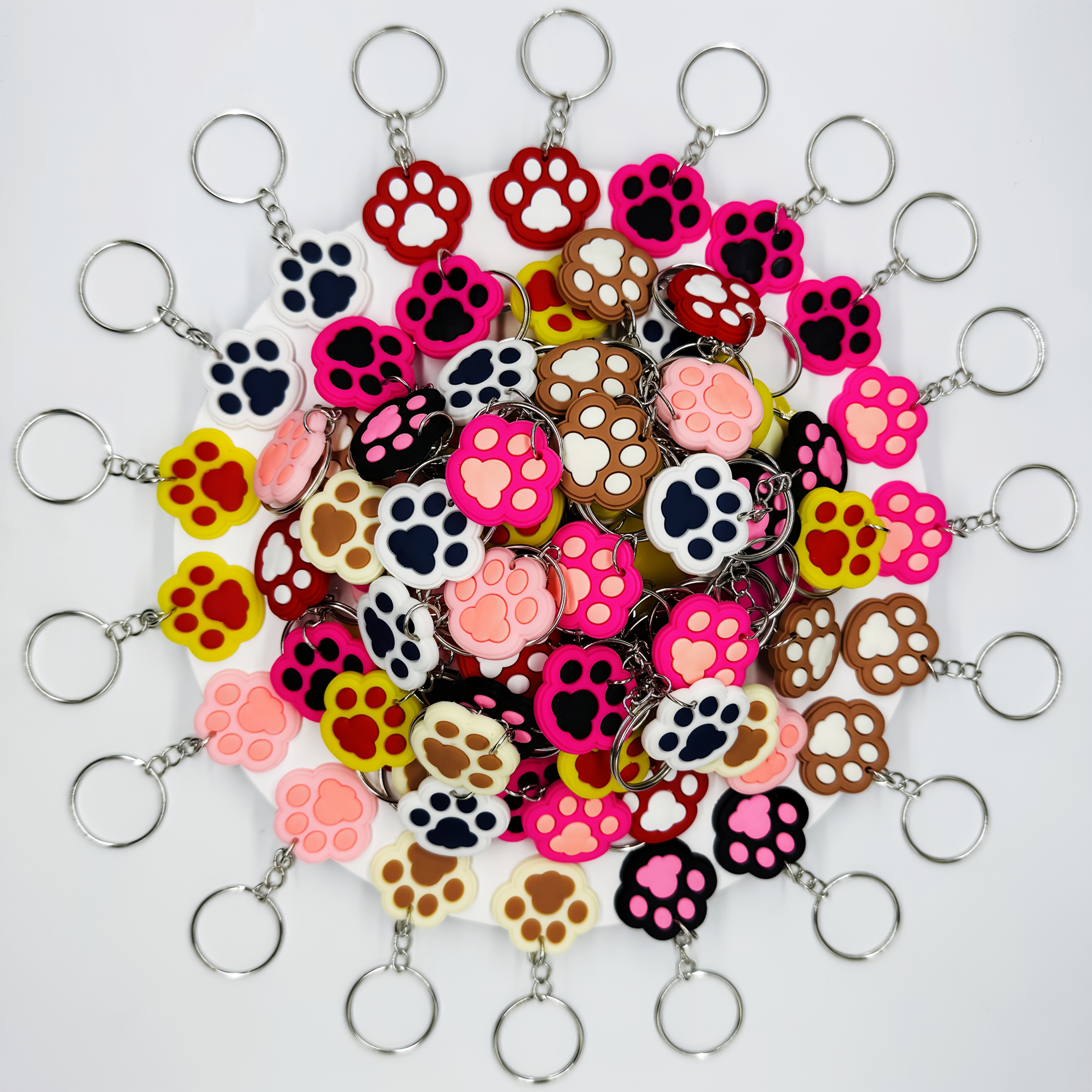 TEMU 45 Cross-border Random Cute Cartoon Pvc Keychain Keychain Bag Decoration Puppy Claws, Kitten Claws, Of Different Specifications Are Suitable For