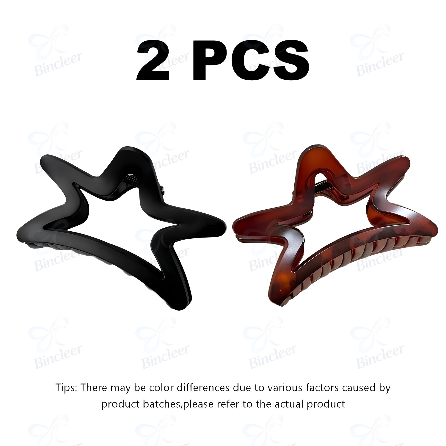 TEMU 2pcs Minimalist Large Star Hair Clip-elegant, Non-slip Claw Clip For Thick Hair-stylish Hair Accessory For Styling- Beach Vacations, Holiday