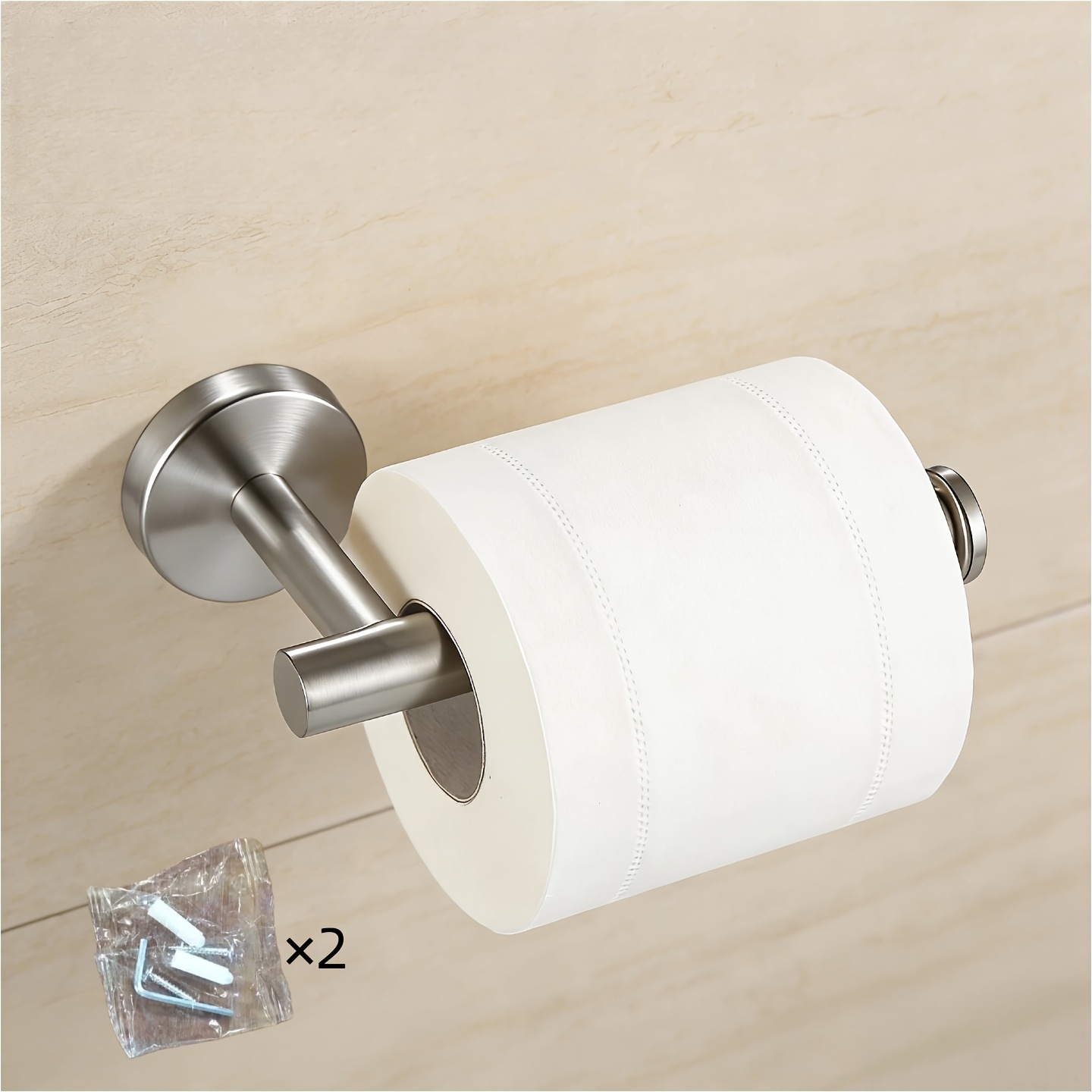 TEMU Un soporte de papel de cocina de acero inoxidable para en la pared, fijado a la pared instalación por perforación, conveniente para colocar