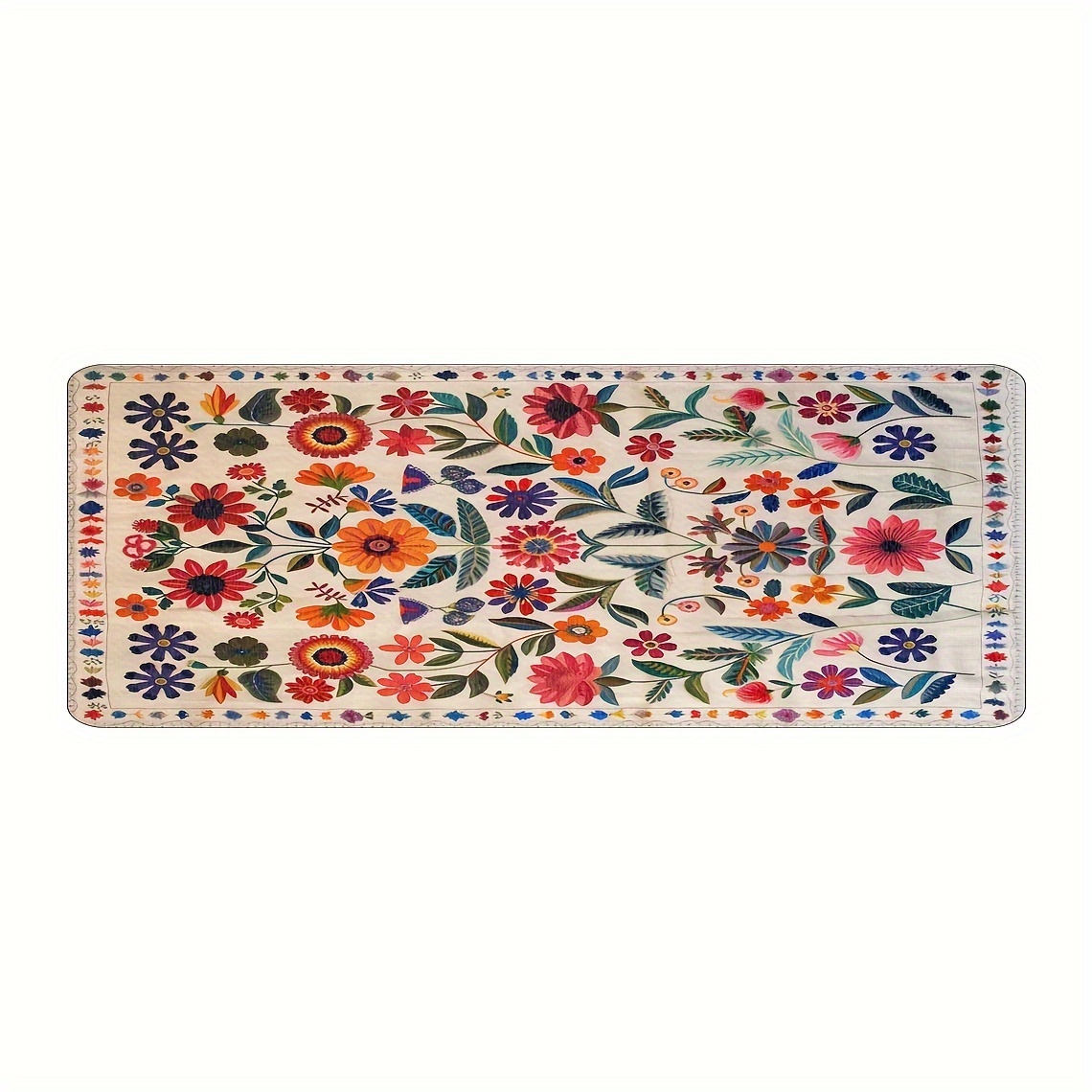 TEMU 1 pieza de retro con diseño de flores, alfombra antideslizante para y cocina, peso por cuadrado 480G, grosor 1Cm