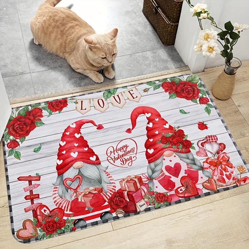 

1pc Valentine's Day Doormat - Stain Resistant, Machine Washable, Low Pile Polyester Rug - Rectangle, Easy To Clean, Dirt Resistant Entrance Mat For Indoor/outdoor, 1cm , 800gsm