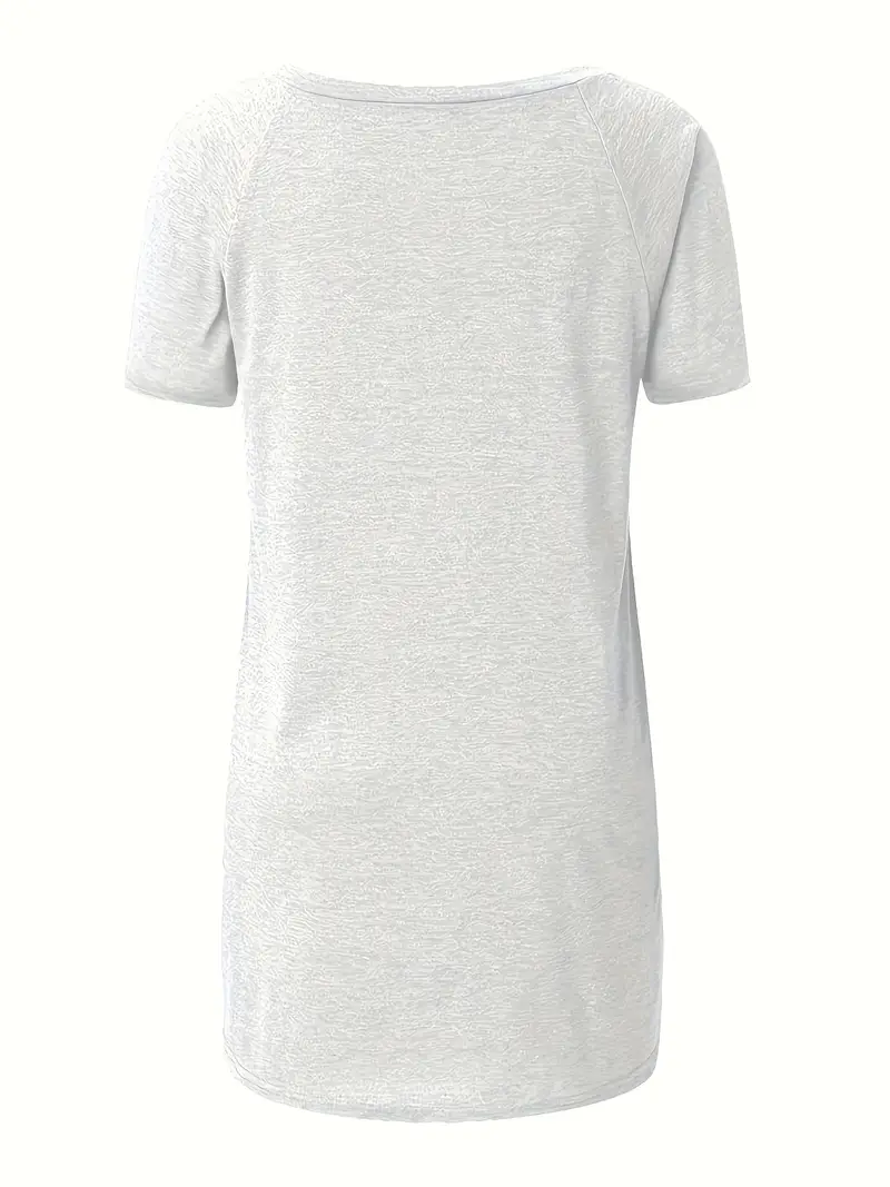solid longline t shirt crew neck short sleeve t shirt casual womens clothing Product details 40