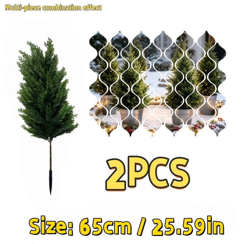 TEMU 2pcs Dense Branch Artificial Pine Needle Christmas Trees, Suitable For Living Room, Fireplace, Entrance Porch, , Enhancing Rich Western Holiday