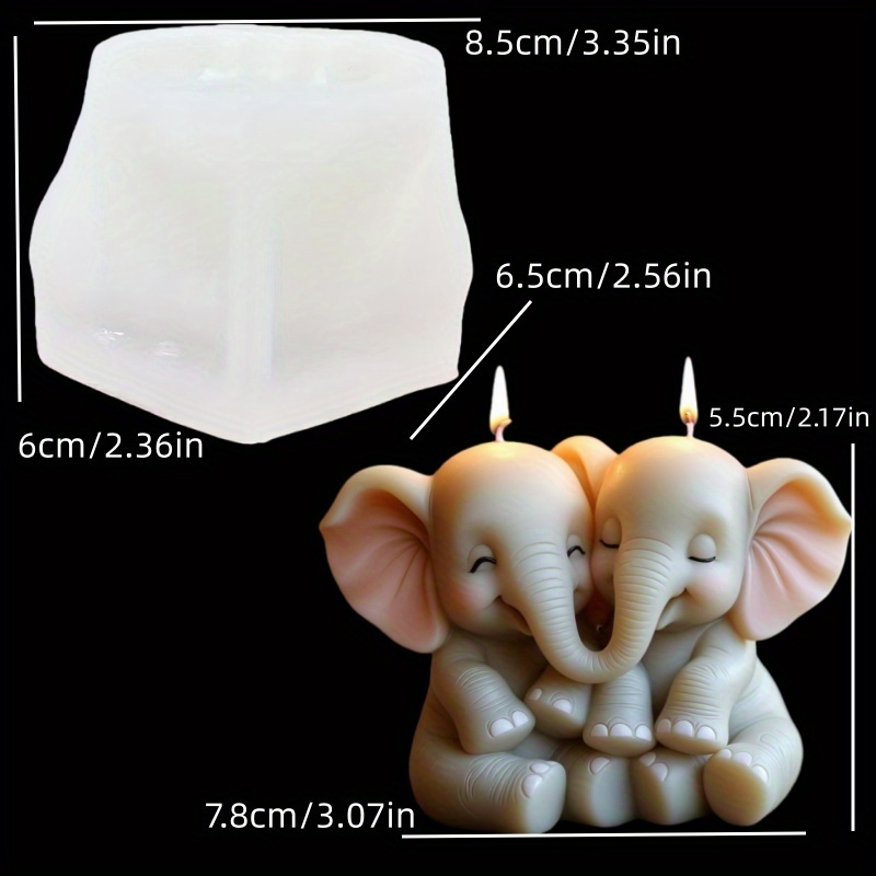 Candle Mold Embracing Elephant Shape Candle Silicone Mold Smile Cute Kiss Elephant Resin Silicone Mold Home Decoration Valentine's Day Gift Embrace Elephant Shape Craft Mold Gypsum Mold