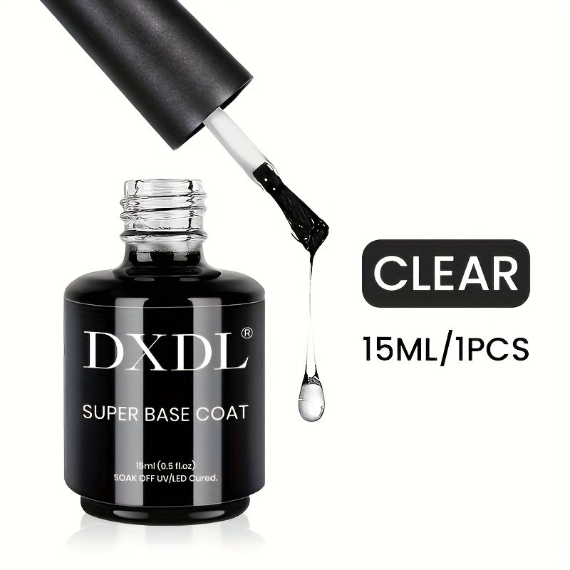 Image of Dxdl 1pc 15ml/0.5oz Clear Coat For Gel For Nail Polish, Long-lasting, Easy To Apply, No Wipe, Strong , Clear Glass Polish, Soak Off Led Cured For Nail Art Manicure