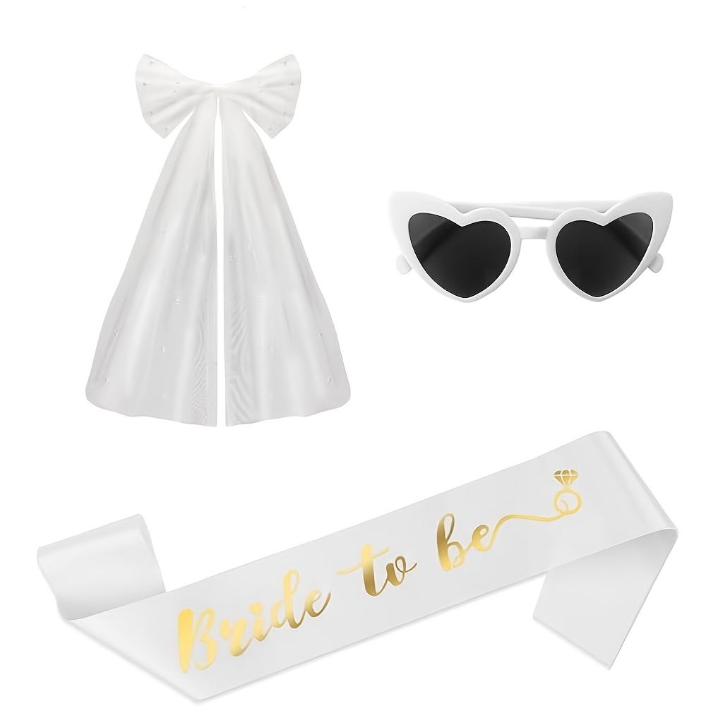 E-shop Dekorationen für eine Brautparty inklusive Brautkleid, Schleier für die Braut, Brille, Perlen-Schleier für Frauen, Geschenke für die Brautparty