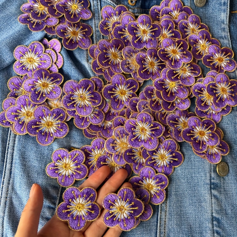 E-shop 10 Stück Pflaumenblüten Stickerei Stoffapplikationen für Bühnenkostüme, Hilfsmaterialien für Cheongsam und Abendkleider, Blumenstickerei