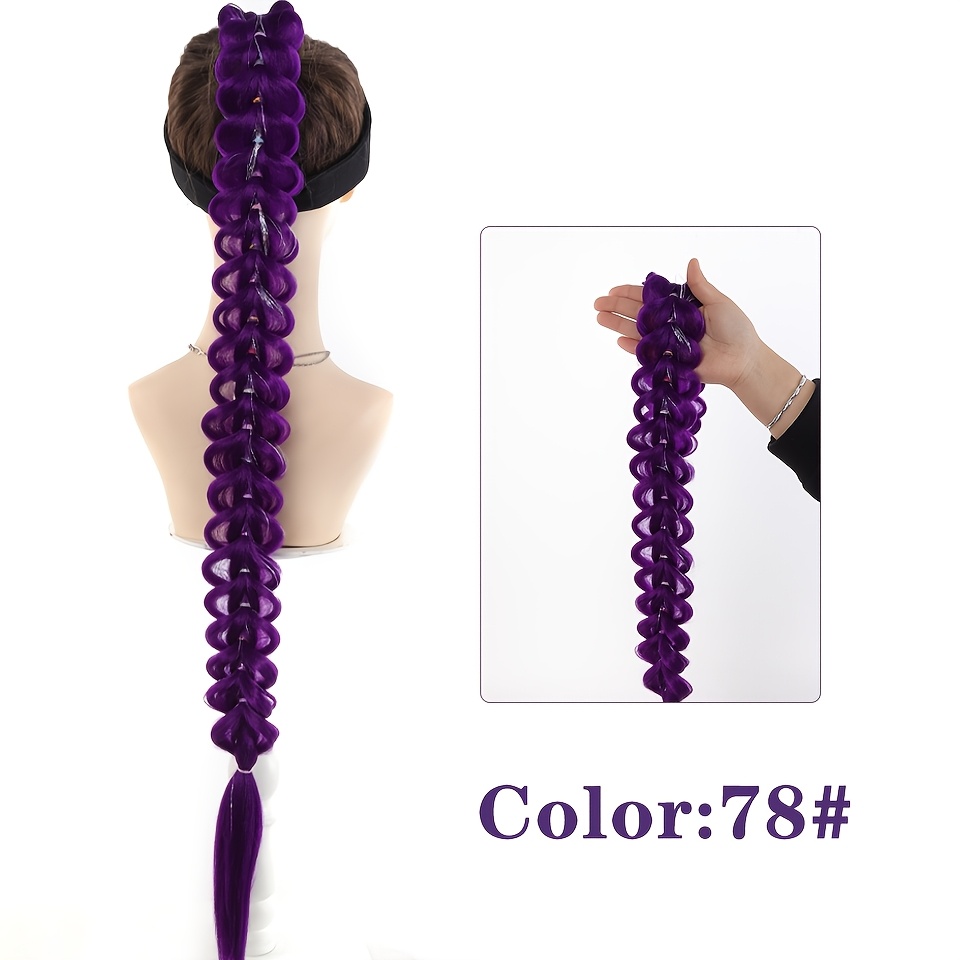 E-shop 32 Zoll Synthetischer Geflochtener Lila Pferdeschwanz mit Glitzerhaar Perücke Super Extensions Glänzendes Glitzerhaar für Cosplay-Stil Haar für